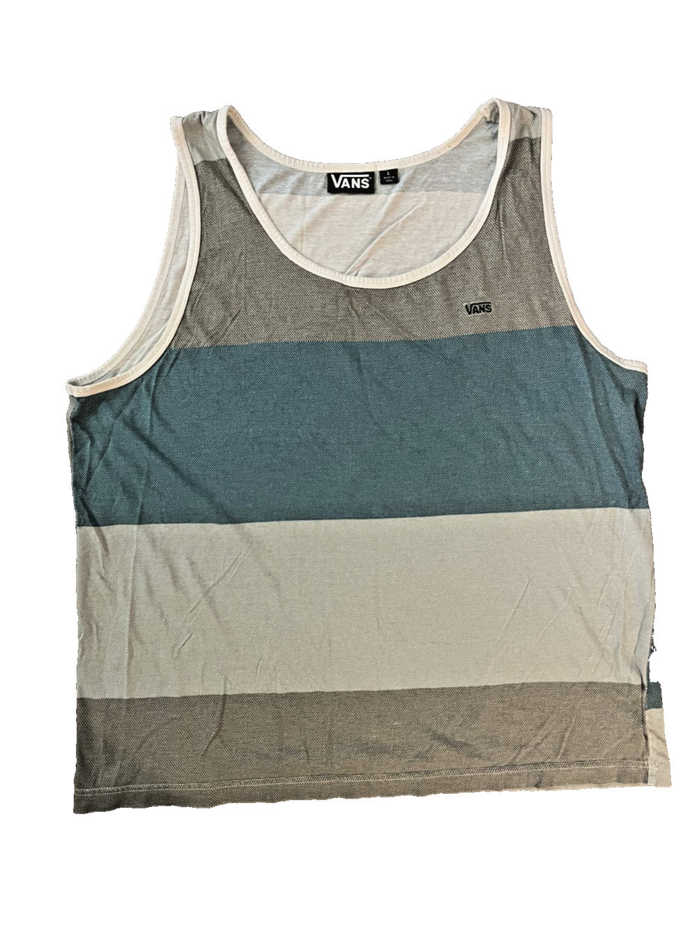 Men's Vans Size Large Colorblock Tank Top Logo Skater Gray Turquoise Basics